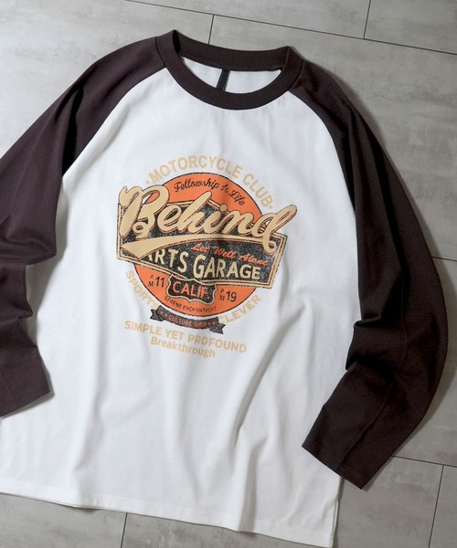 Ritzy（リッツィー）の「oversize raglan sleeve print long sleeve T-shirt/オーバーサイズ ラグランスリーブ プリント ロンT/リンガー プリント ロンT レディース メンズ（Tシャツ/カットソー・メンズ・ブラック系その他/レッド系その他2/ブラウン系その他2/ブラック系その他3/レッド/ブラウン/レッド系その他/レッド系その他3/ブラウン系その他3/ブラック/ブラウン系その他/ブラック系その他2・XL/M/L/S）」の6枚目の写真