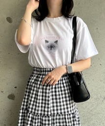 Lovely CATプリント半袖Tシャツ