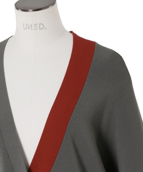 UN3D.(アンスリード)の「UN3D./アンスリード/BI-COLOR OVER CD/バイカラーオーバーカーデ(カーディガン/ボレロ・レディース・ブラック/グレー・FREE)」の5枚目の写真