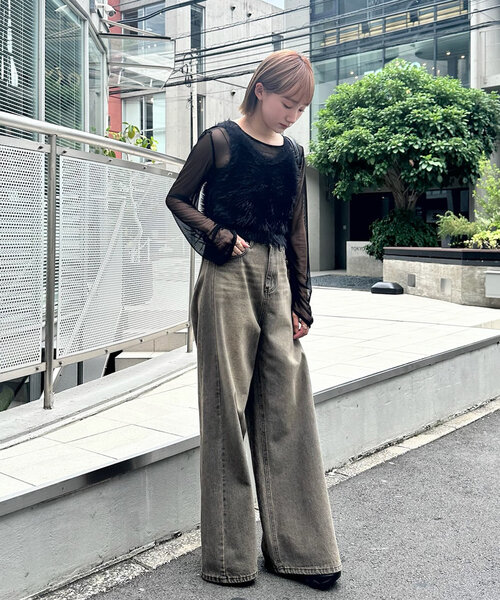 mline（エムライン）の「[mline]チュールギャザートップス（Tシャツ/カットソー・レディース・ブルー/アイボリー/ブラック/ピンク/ゴールド・FREE）」の12枚目の写真