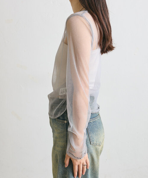 mline（エムライン）の「[mline]チュールギャザートップス（Tシャツ/カットソー・レディース・ブルー/アイボリー/ブラック/ピンク/ゴールド・FREE）」の17枚目の写真