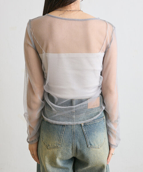 mline（エムライン）の「[mline]チュールギャザートップス（Tシャツ/カットソー・レディース・ブルー/アイボリー/ブラック/ピンク/ゴールド・FREE）」の18枚目の写真