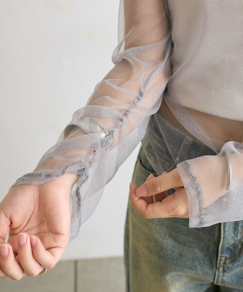 mline（エムライン）の「[mline]チュールギャザートップス（Tシャツ/カットソー・レディース・ブルー/アイボリー/ブラック/ピンク/ゴールド・FREE）」の20枚目の写真