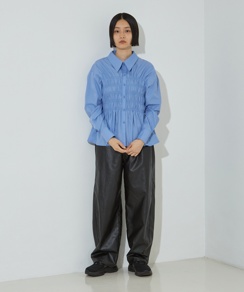 【新品】モニーレ ビスチェ風ブラウス ドッキング シャツ 光沢 黒 白 ベルト付 SCOT CLUB - 【新品】モニーレ ビスチェ風ブラウス ドッキング