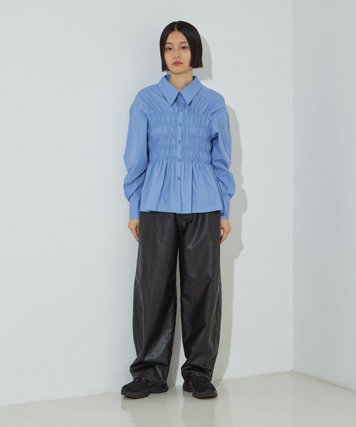 NOMINE（ノミネ）の「ビスチェ風 シャーリング シャツ（シャツ/ブラウス・レディース・ボルドー/サックスブルー/チャコールグレー・フリー）」の13枚目の写真