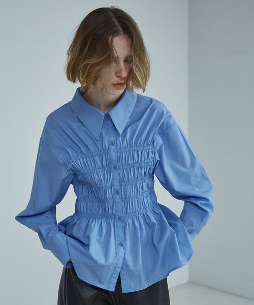 NOMINE（ノミネ）の「ビスチェ風 シャーリング シャツ（シャツ/ブラウス・レディース・ボルドー/サックスブルー/チャコールグレー・フリー）」の15枚目の写真