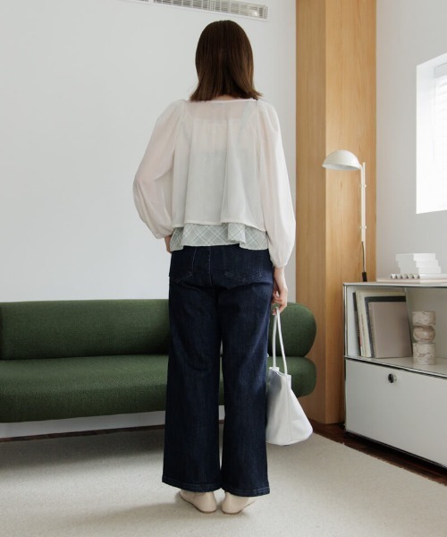 flower(フラワー)の「シルキーチェックビスチェ(キャミソール・レディース・ベージュ/ミント・FREE)」の16枚目の写真