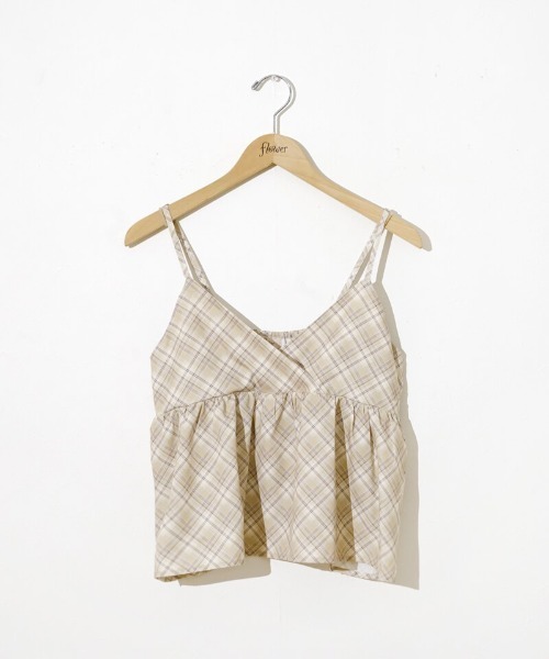 flower(フラワー)の「シルキーチェックビスチェ(キャミソール・レディース・ベージュ/ミント・FREE)」の17枚目の写真