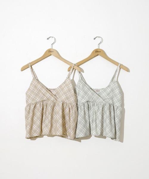 flower(フラワー)の「シルキーチェックビスチェ(キャミソール・レディース・ベージュ/ミント・FREE)」の19枚目の写真