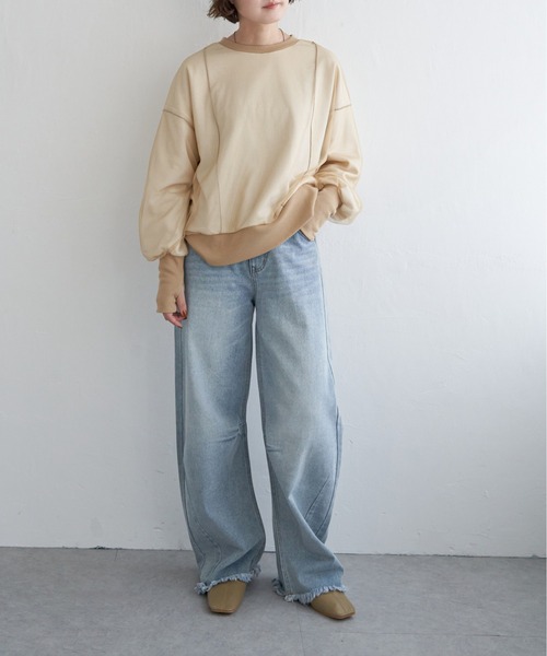 notch.(ノッチ)の「【notch.by yui】チュール*裏毛プルオーバースウェット(スウェット・レディース・ベージュ/ライトグレー/ブルー/ブラック・M)」の15枚目の写真