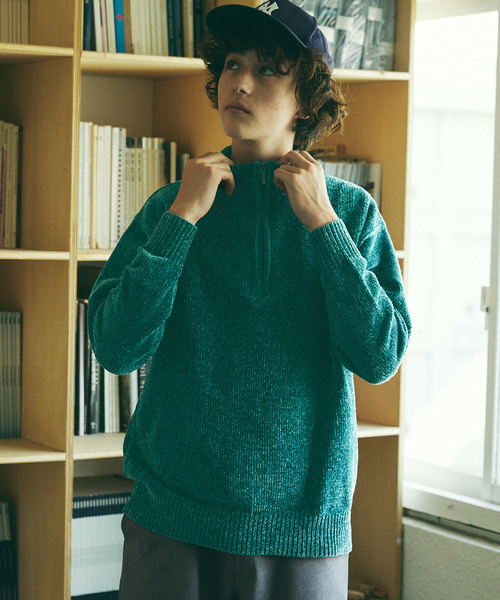 417 EDIFICE（フォーワンセブンエディフィス）の「モールニット ハーフジッププルオーバー（ニット/セーター・メンズ・ライトグレー/ブラック/ベージュ/ブルー/グリーン・MEDIUM/LARGE）」の4枚目の写真