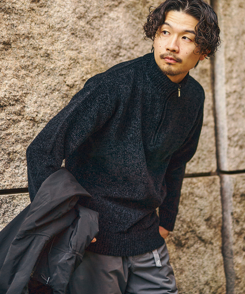 417 EDIFICE（フォーワンセブンエディフィス）の「モールニット ハーフジッププルオーバー（ニット/セーター・メンズ・ライトグレー/ブラック/ベージュ/ブルー/グリーン・MEDIUM/LARGE）」の21枚目の写真