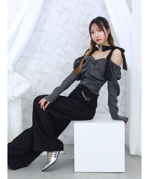 EATME（イートミー）の「シャーリングスリーブリボンブラウス（シャツ/ブラウス・レディース・アイボリー/ピンク/グレー・FREE）」の9枚目の写真