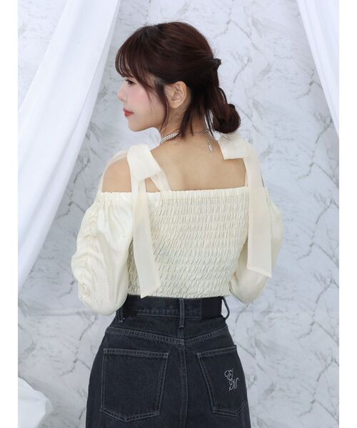 EATME（イートミー）の「シャーリングスリーブリボンブラウス（シャツ/ブラウス・レディース・アイボリー/ピンク/グレー・FREE）」の15枚目の写真