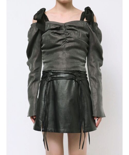 EATME（イートミー）の「シャーリングスリーブリボンブラウス（シャツ/ブラウス・レディース・アイボリー/ピンク/グレー・FREE）」の16枚目の写真