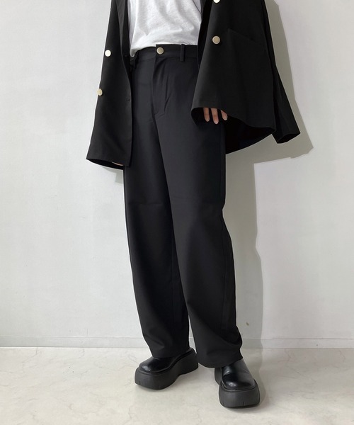 AS KNOW AS plus（アズノゥアズプラス）の「◇スラックスカーブパンツ　セットアップ可能（スラックス・レディース・ブラック/チャコールグレー/ブラウン系/グレー系・FREE）」の2枚目の写真