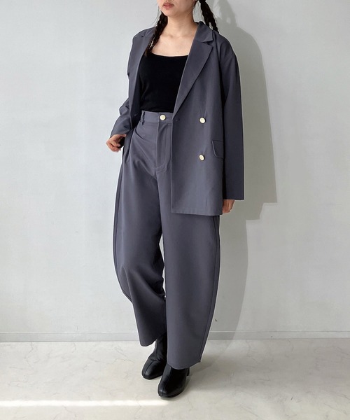 AS KNOW AS plus（アズノゥアズプラス）の「◇スラックスカーブパンツ　セットアップ可能（スラックス・レディース・ブラック/チャコールグレー/ブラウン系/グレー系・FREE）」の7枚目の写真