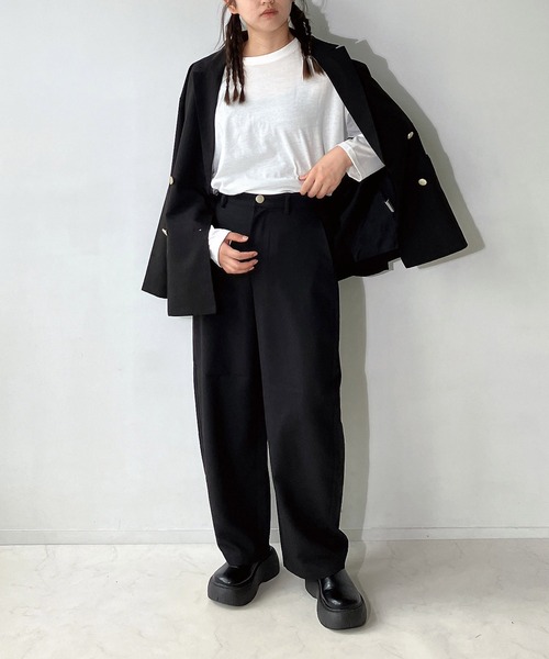 AS KNOW AS plus（アズノゥアズプラス）の「◇スラックスカーブパンツ　セットアップ可能（スラックス・レディース・ブラック/チャコールグレー/ブラウン系/グレー系・FREE）」の11枚目の写真