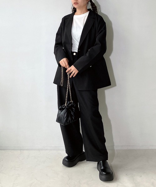 AS KNOW AS plus（アズノゥアズプラス）の「◇スラックスカーブパンツ　セットアップ可能（スラックス・レディース・ブラック/チャコールグレー/ブラウン系/グレー系・FREE）」の12枚目の写真