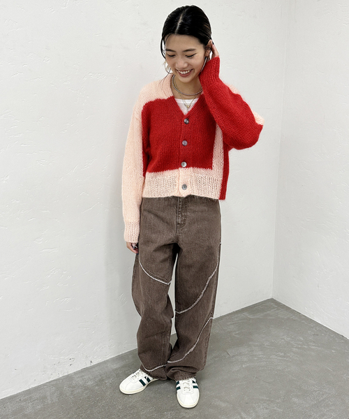 NOMA t.d.（ノーマティーディー）の「NOMA t.d. / ノーマティーディー ハンドニットモヘア混カーディガン（カーディガン/ボレロ・レディース・レッド・X-SMALL）」の2枚目の写真