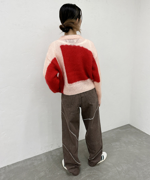 NOMA t.d.（ノーマティーディー）の「NOMA t.d. / ノーマティーディー ハンドニットモヘア混カーディガン（カーディガン/ボレロ・レディース・レッド・X-SMALL）」の3枚目の写真