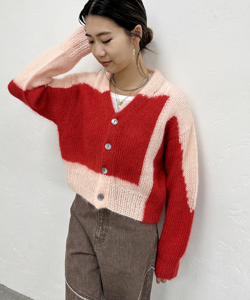 NOMA t.d.（ノーマティーディー）の「NOMA t.d. / ノーマティーディー ハンドニットモヘア混カーディガン（カーディガン/ボレロ・レディース・レッド・X-SMALL）」の5枚目の写真
