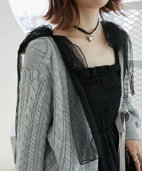 MAJESTIC LEGON(マジェスティックレゴン)の「肩リボンシャーリングワンピース(ワンピース・レディース・オフホワイト/ブラウン系その他2/ブラック系その他/ブラック・X-SMALL/SMALL/MEDIUM)」の15枚目の写真