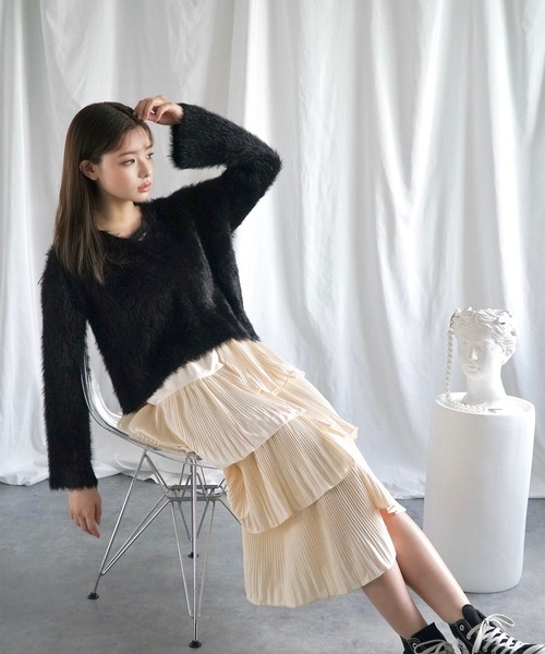Jasmine Grandiflorum(ジャスミングランディフローラム)の「【Jasmine】ティアードスカート(スカート・レディース・ライトベージュ/ブラック/グレー・FREE)」の4枚目の写真