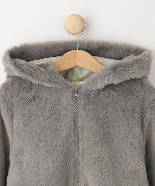 SHOO・LA・RUE（シューラルー）の「◆【110-140cm】フェイクファー耳付きパーカ（ブルゾン・キッズ・チャコールグレー/ライトベージュ・14/13/12/11）」の5枚目の写真