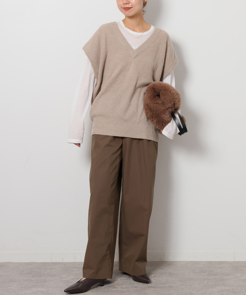 JOURNAL STANDARD relume（ジャーナルスタンダード　レリューム）の「コットンギャザーワイドパンツ（スラックス・レディース・ブラウン/ネイビー・36/38）」の3枚目の写真