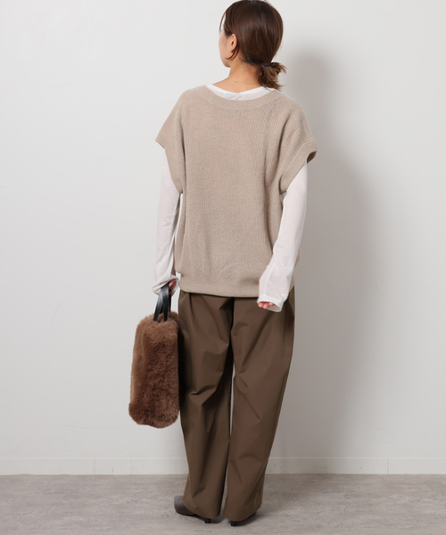 JOURNAL STANDARD relume（ジャーナルスタンダード　レリューム）の「コットンギャザーワイドパンツ（スラックス・レディース・ブラウン/ネイビー・36/38）」の6枚目の写真