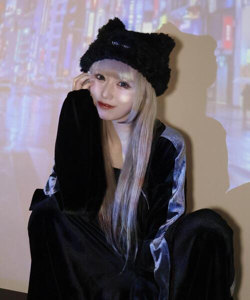 Whinny（ホワイニー）の「Whinny/スノーねこパンチ（ニットキャップ/ビーニー・レディース・グレー/ブラック/ホワイト・FREE）」の9枚目の写真