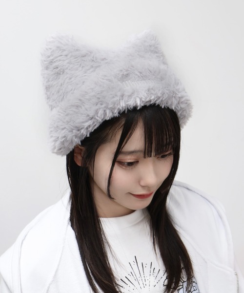 Whinny（ホワイニー）の「Whinny/スノーねこパンチ（ニットキャップ/ビーニー・レディース・グレー/ブラック/ホワイト・FREE）」の10枚目の写真