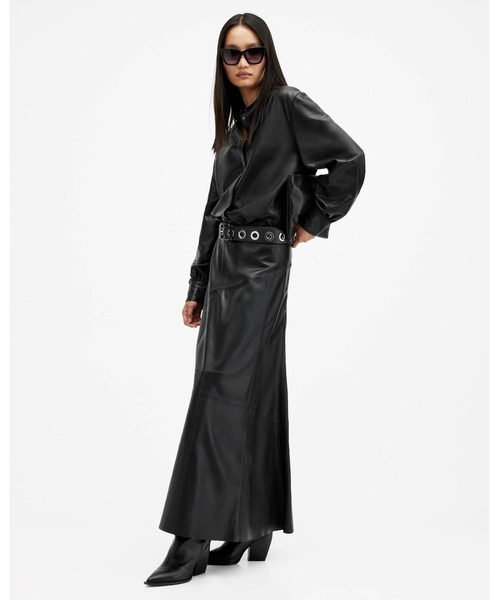 ALLSAINTS(オールセインツ)の「SARA LEATHER SHIRT | SARA レザー シャツ(シャツ/ブラウス・レディース・ブラック・L/M/S/XS)」の3枚目の写真