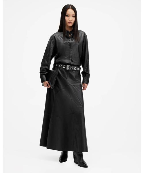 ALLSAINTS(オールセインツ)の「SARA LEATHER SHIRT | SARA レザー シャツ(シャツ/ブラウス・レディース・ブラック・L/M/S/XS)」の4枚目の写真