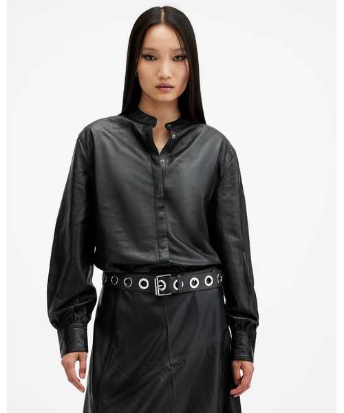ALLSAINTS(オールセインツ)の「SARA LEATHER SHIRT | SARA レザー シャツ(シャツ/ブラウス・レディース・ブラック・L/M/S/XS)」の5枚目の写真