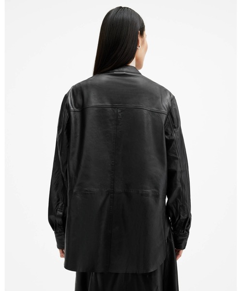 ALLSAINTS(オールセインツ)の「SARA LEATHER SHIRT | SARA レザー シャツ(シャツ/ブラウス・レディース・ブラック・L/M/S/XS)」の6枚目の写真