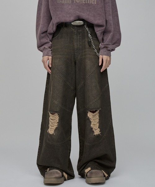 F/ON(エフオン)の「【F/ON】DESTRUCTIVE VINTAGE MAKE SUPER WIDE DENIM(デニムパンツ・メンズ・ブラック・L/M/S)」の8枚目の写真