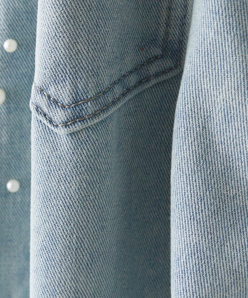 BLANK　（ブランク）の「▲Side Pearl Washed Denim Pants / サイドパール ウォッシュデニムパンツ（デニムパンツ・レディース・ブルー・M/L）」の6枚目の写真