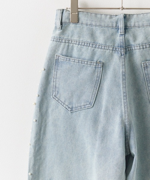 BLANK　（ブランク）の「▲Side Pearl Washed Denim Pants / サイドパール ウォッシュデニムパンツ（デニムパンツ・レディース・ブルー・M/L）」の7枚目の写真