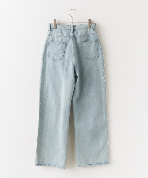 BLANK　（ブランク）の「▲Side Pearl Washed Denim Pants / サイドパール ウォッシュデニムパンツ（デニムパンツ・レディース・ブルー・M/L）」の8枚目の写真