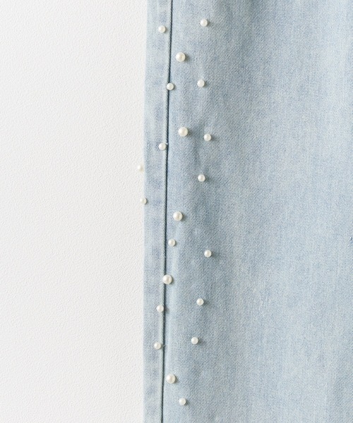 BLANK　（ブランク）の「▲Side Pearl Washed Denim Pants / サイドパール ウォッシュデニムパンツ（デニムパンツ・レディース・ブルー・M/L）」の4枚目の写真