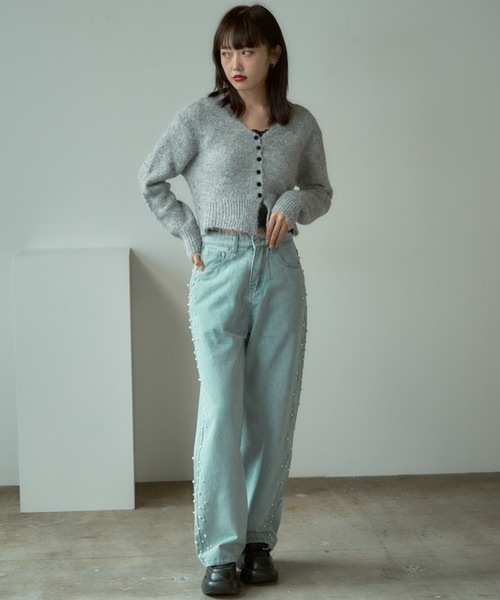 BLANK　（ブランク）の「▲Side Pearl Washed Denim Pants / サイドパール ウォッシュデニムパンツ（デニムパンツ・レディース・ブルー・M/L）」の13枚目の写真