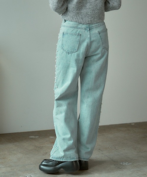 BLANK　（ブランク）の「▲Side Pearl Washed Denim Pants / サイドパール ウォッシュデニムパンツ（デニムパンツ・レディース・ブルー・M/L）」の11枚目の写真