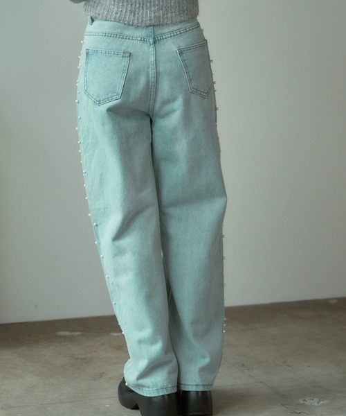 BLANK　（ブランク）の「▲Side Pearl Washed Denim Pants / サイドパール ウォッシュデニムパンツ（デニムパンツ・レディース・ブルー・M/L）」の12枚目の写真