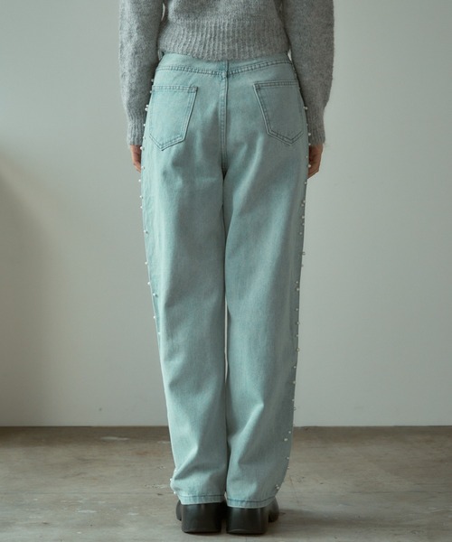 BLANK　（ブランク）の「▲Side Pearl Washed Denim Pants / サイドパール ウォッシュデニムパンツ（デニムパンツ・レディース・ブルー・M/L）」の17枚目の写真