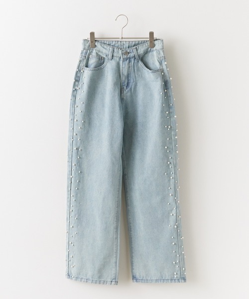 BLANK　（ブランク）の「▲Side Pearl Washed Denim Pants / サイドパール ウォッシュデニムパンツ（デニムパンツ・レディース・ブルー・M/L）」の9枚目の写真