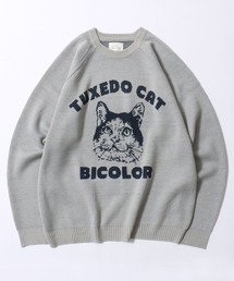 Animal Jacquard Knit Pullover/動物柄 オーバーサイズ ジャガード ニット セーター