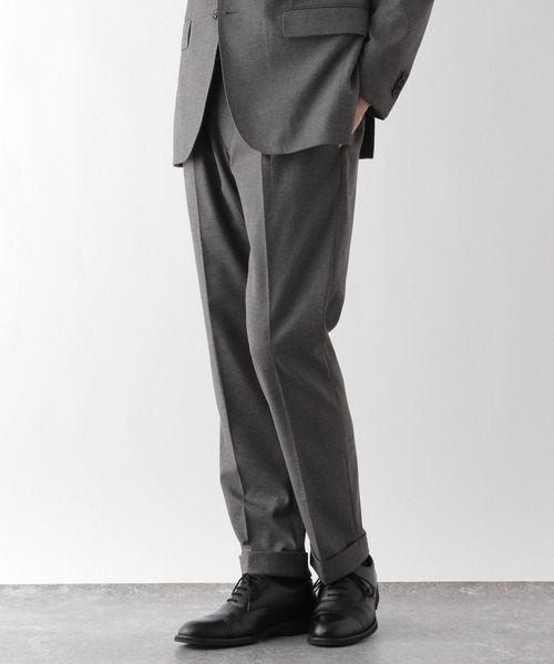 【SALE中】チャコールグレー ダブルスラックス セール】［size SHORT/TALLあり］ダブルクロス ワイド パンツ