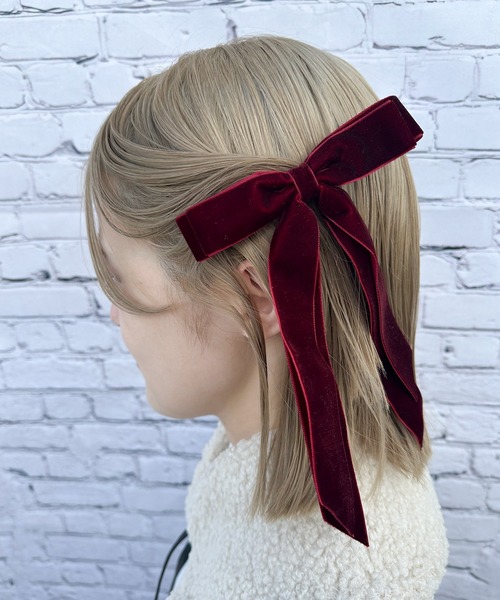 RUBY AND YOU（ルビーアンドユー）の「［select］ベロアリボンヘアクリップ（バレッタ/ヘアクリップ・レディース・ワイン/ブラック/グリーン・FREE）」の3枚目の写真